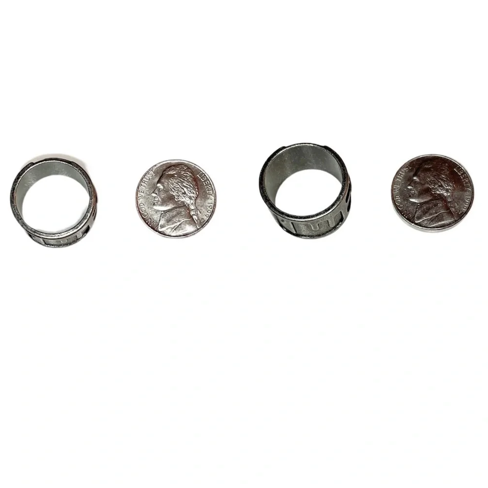 Stylish Gray Metal Ring with Accents 2.5” Circumference